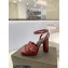 Saint Laurent Heel 10cm Platform 2cm Tribute Sandals in Smooth Leather Burgundy