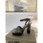 Saint Laurent Heel 10cm Platform 2cm Tribute Sandals in Smooth Leather Black