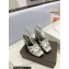 Saint Laurent Heel 10cm Platform 2cm Tribute Sandals in Smooth Leather Silver