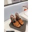 Saint Laurent Heel 10cm Platform 2cm Tribute Sandals in Smooth Leather Brown