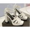 Saint Laurent Heel 10cm Platform 2cm Tribute Sandals in Smooth Leather White