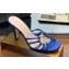 Gucci Heel 9cm Slide Sandals Blue with crystals Interlocking G 2023