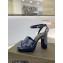 Saint Laurent Heel 10cm Platform 2cm Tribute Sandals in Patent Leather Blue