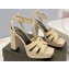 Saint Laurent Heel 10cm Platform 2cm Tribute Sandals in Patent Leather Beige
