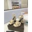 Saint Laurent Heel 10cm Platform 2cm Tribute Sandals in Patent Leather Beige