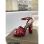 Saint Laurent Heel 10cm Platform 2cm Tribute Sandals in Patent Leather Burgundy