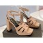 Saint Laurent Heel 10cm Platform 2cm Tribute Sandals in Patent Leather Nude