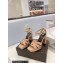 Saint Laurent Heel 10cm Platform 2cm Tribute Sandals in Patent Leather Nude