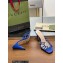 Gucci Heel 9cm Slide Sandals Blue with crystals Interlocking G 2023
