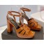 Saint Laurent Heel 10cm Platform 2cm Tribute Sandals in Patent Leather Brown