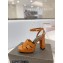 Saint Laurent Heel 10cm Platform 2cm Tribute Sandals in Patent Leather Brown