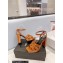 Saint Laurent Heel 10cm Platform 2cm Tribute Sandals in Patent Leather Brown