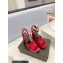 Saint Laurent Heel 10cm Platform 2cm Tribute Sandals in Patent Leather Red