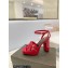 Saint Laurent Heel 10cm Platform 2cm Tribute Sandals in Patent Leather Red
