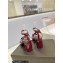 Saint Laurent Heel 6.5cm Tribute Sandals in Patent Leather Burgundy