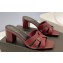 Saint Laurent Heel 6.5cm Tribute Mules Slide Sandals in Smooth Leather Burgundy