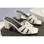 Saint Laurent Heel 6.5cm Tribute Mules Slide Sandals in Smooth Leather White