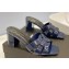 Saint Laurent Heel 6.5cm Tribute Mules Slide Sandals in Patent Leather Blue