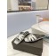 Saint Laurent Tribute Flat Mules Slide Sandals in Smooth Leather 571952 Silver