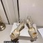 Jimmy Choo Heel 8.5cm Saeda Sandals Glitter Gold with Crystal Embellishment 2023
