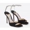 Jimmy Choo Heel 8.5cm Saeda Sandals Suede Black with Crystal Embellishment 2023