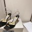 Jimmy Choo Heel 8.5cm Saeda Sandals Suede Black with Crystal Embellishment 2023