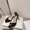 Jimmy Choo Heel 8.5cm Saeda Sandals Suede Black with Crystal Embellishment 2023