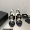 Chanel Heel CC Logo Sandals Leather Black 2023