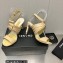 Chanel Heel CC Logo Sandals Leather Beige 2023