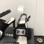 Chanel Heel CC Logo Sandals Grosgrain Black 2023