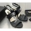 Chanel Heel CC Logo Sandals Grosgrain Black 2023