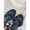 Chanel Heel 7cm CC Logo and Camellia Sandals Black 2023