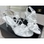 Chanel Heel 7cm CC Logo and Camellia Sandals White 2023