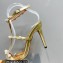 Aquazzura Heel 9.5cm Cha Cha Cha Crystal Sandals Metallic Gold 2023