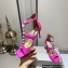 Jimmy Choo Heel 8.5cm Aura caged satin Sandals Fuchsia with Pearls 2023