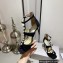 Jimmy Choo Heel 8.5cm Aura caged satin Sandals Black with Pearls 2023