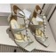 Jimmy Choo Heel 8.5cm Aura caged satin Sandals Gray with Pearls 2023