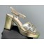Gucci Heel 8.5cm Platform 2.5cm Interlocking G studs Sandals 719844 Gold 2023