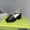 Gucci Heel 8.5cm Platform 2.5cm Interlocking G studs Sandals 719844 Black 2023