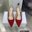 Dior Heel 6.5cm J'Adior Slingback Pumps in Red Embroidered Cotton 2023