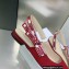 Dior J'Adior Slingback Ballerina Flats in Red Embroidered Cotton 2023
