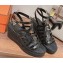 Hermes Heel 8.5cm Platform 5cm Catalya Wedge Espadrilles All Black 2023