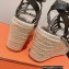 Hermes Heel 8.5cm Platform 5cm Catalya Wedge Espadrilles Black 2023