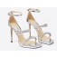 Jimmy Choo Heel 10cm Bing Sandals Silver with Crystal Straps 2023