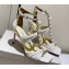 Jimmy Choo Heel 8.5cm Aura caged satin Sandals White with Pearls 2023
