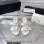 Chanel Logo Velvet Beach Mules White 2023