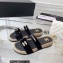 Chanel Logo Velvet Beach Mules Black 2023