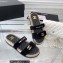 Chanel Logo Velvet Beach Mules Black 2023