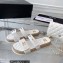 Chanel Logo Velvet Beach Mules White 2023