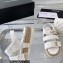 Chanel Logo Velvet Beach Sandals White 2023